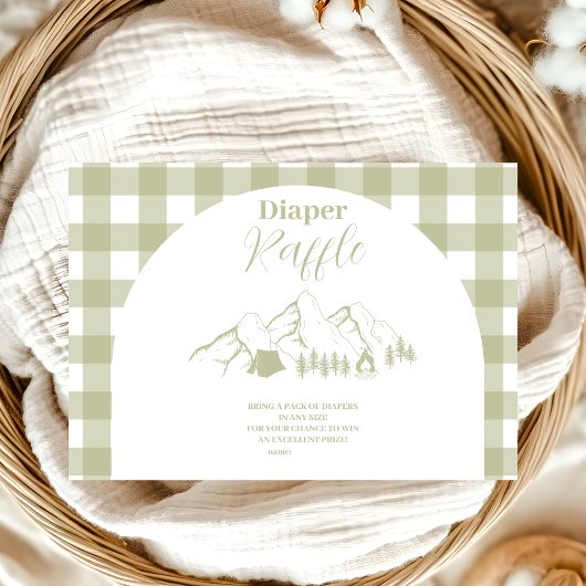 グリーンキャンピングベビーシャワー エンクロージャーカード