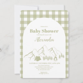 グリーンキャンピングベビーシャワー 招待状