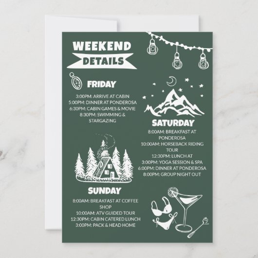 グリーンキャンプバチェロレッテウィークエンドパーティー 招待状 (裏面)