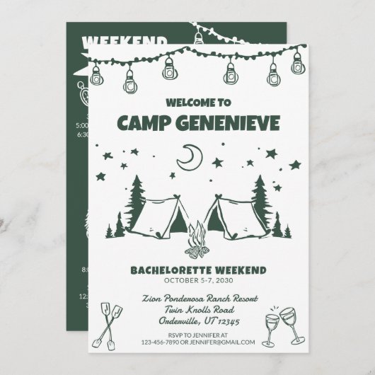 グリーンキャンプバチェロレッテウィークエンドパーティー 招待状 (正面/裏面)