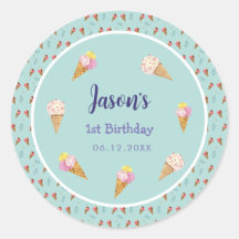 グリーンキュートアイスクリームコーンキッズボーイ誕生日