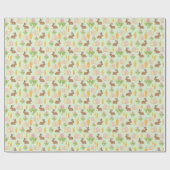 グリーンキュートイースターバニーギフトラッピング紙ラップ ラッピングペーパー (フラット)
