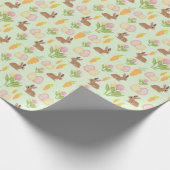 グリーンキュートイースターバニーギフトラッピング紙ラップ ラッピングペーパー (角)