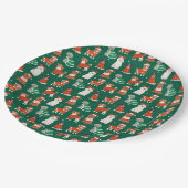 グリーンキュートクリスマスドッグズホリデーパピーパターン ペーパープレート (アングル)