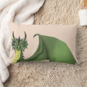 グリーンキュートドラゴンポートレートピーチ ランバークッション (ブランケット)