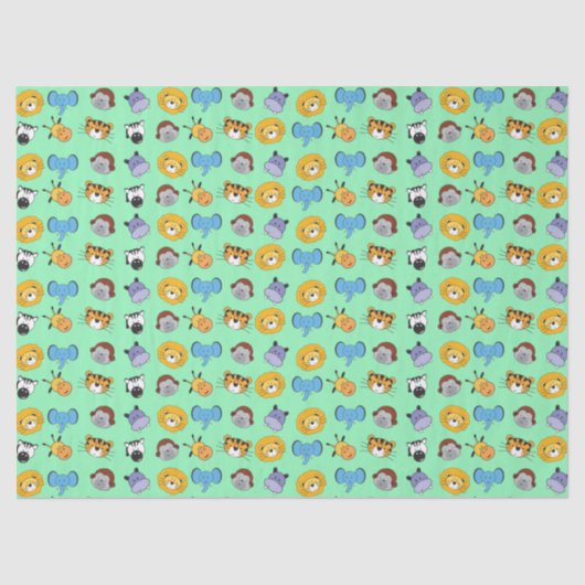 グリーンキュートワイルドワンアニマルイラストレーションサファリ 薄葉紙 (正面)