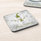 グリーンキュート雪だるま飲料用コースター コースター (左側)