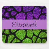 グリーンキリン、パープルキリン、グリッター、お名前 マウスパッド (正面)