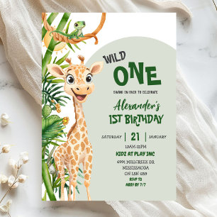 グリーンキリンWild Oneサファリファーストバースデー 招待状