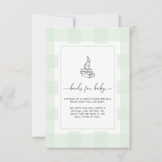 グリーンギンガムうさぎのブックリクエストカード 招待状 (正面)