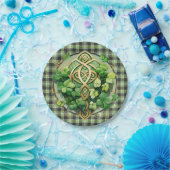 グリーンギンガムとケルトのトリスケレ ペーパープレート (パーティー)