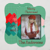 グリーンギンガムと赤い三角のデザインに写真を追加 シーズンカード (正面/裏面)