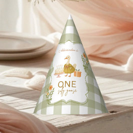グリーンギンガムのいたずらガチョウの1歳の誕生日 パーティーハット