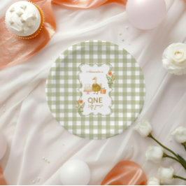 グリーンギンガムのいたずらガチョウの1歳の誕生日 ペーパープレート