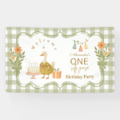 グリーンギンガムのいたずらガチョウの1歳の誕生日 横断幕 (横)