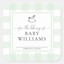 グリーンギンガムの揺れる馬の本のプレートライブラリー スクエアシール