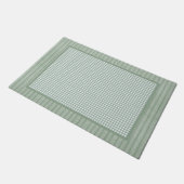 グリーンギンガムチェックとストライプキッチン ドアマット (アングル)