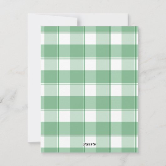 グリーンギンガムチェック国クリスマスフォトホリド シーズンカード (裏面)