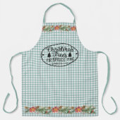 グリーンギンガムチェック – クリスマスツリー – 国 エプロン (正面)