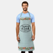 グリーンギンガムチェック – クリスマスツリー – 国 エプロン (着用した状態)