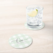 グリーンギンガムファースト誕生日ドリンクコースター ラウンドペーパーコースター (インサイチュ)