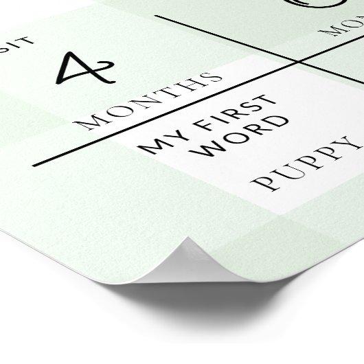 グリーンギンガムファースト誕生日フォトマイルストーン ポスター (角)