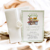 グリーンギンガムフレッシュオフザマーケットブライダルシャワー 招待状