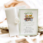 グリーンギンガムフレッシュオフザマーケットブライダルシャワー 招待状