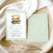 グリーンギンガムフレッシュオフザマーケットブライダルシャワー 招待状