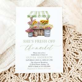 グリーンギンガムフレッシュオフザマーケットブライダルシャワー 招待状