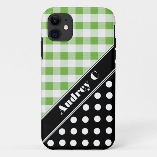 グリーンギンガムブラック水玉模様iPhone 5ケース Case-Mate iPhoneケース (裏面)