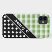 グリーンギンガムブラック水玉模様iPhone 5ケース Case-Mate iPhoneケース (裏面(横))