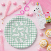 グリーンギンガムプレイドウサギパーティーベビーシャワー ペーパープレート (パーティー)