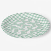 グリーンギンガムプレイドウサギパーティーベビーシャワー ペーパープレート (アングル)