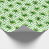 グリーンギンガムプレイドシャームロックセントパトリックスの日 ラッピングペーパー (角)