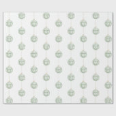 グリーンギンガムプレイド水彩写真クリスマス ラッピングペーパー (フラット)