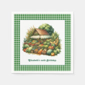 グリーンギンガムプロダムスタンド – 農家市場パーティー スタンダードカクテルナプキン (正面)