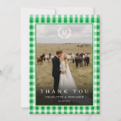 グリーンギンガムモノグラムクレスト2枚の写真 サンキューカード (正面)