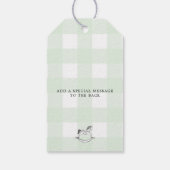 グリーンギンガムロッキングホースありがとうメッセージカード ギフトタグ (裏面)