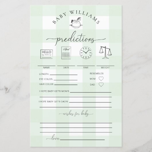 グリーンギンガムロッキングホースベビー予測ゲーム (正面)