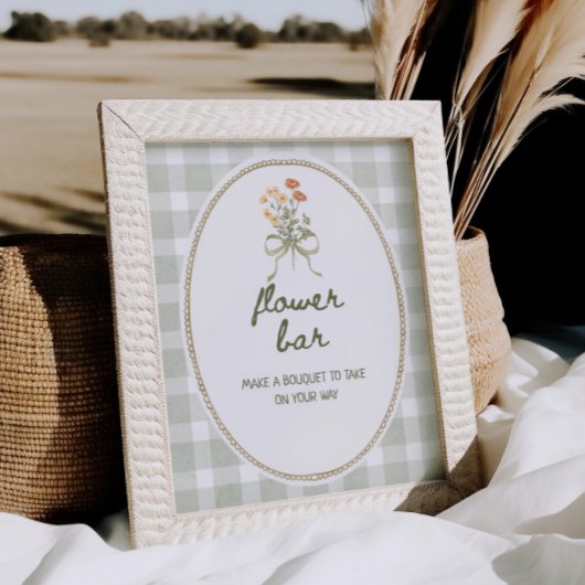 グリーンギンガムワイルドフラワーブーケフラワーバー ポスター