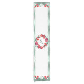 グリーンギンガム&レッドポメグラナートカスタムモノグラム ショートテーブルランナー (正面)