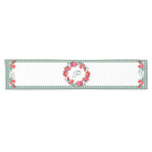 グリーンギンガム&レッドポメグラナートカスタムモノグラム ショートテーブルランナー (横)