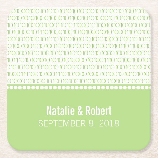 グリーンギークシックバイナリコード紙コースター スクエアペーパーコースター (正面)