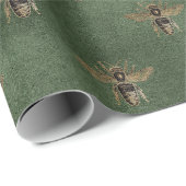 グリーンクイーンビー金ゴールドエレガントギフト ラッピングペーパー (ロールコーナー)