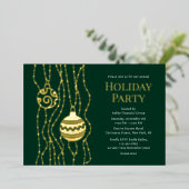 グリーンクエレガントリスマスパーティーホリ企業のデイ 箔招待状 (立ち正面)