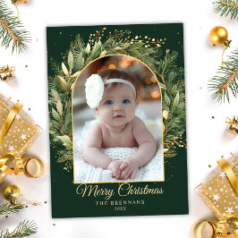 グリーンクエレガントリスマス1写真植物学モダン シーズンカード