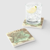 グリーンクォーツベージュ石自然岩鉱物 ストーンコースター (横)