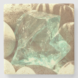 グリーンクォーツベージュ石自然岩鉱物 ストーンコースター