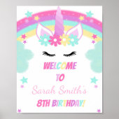 グリーンクラウドユニコーンウェルカムサイン ポスター (正面)